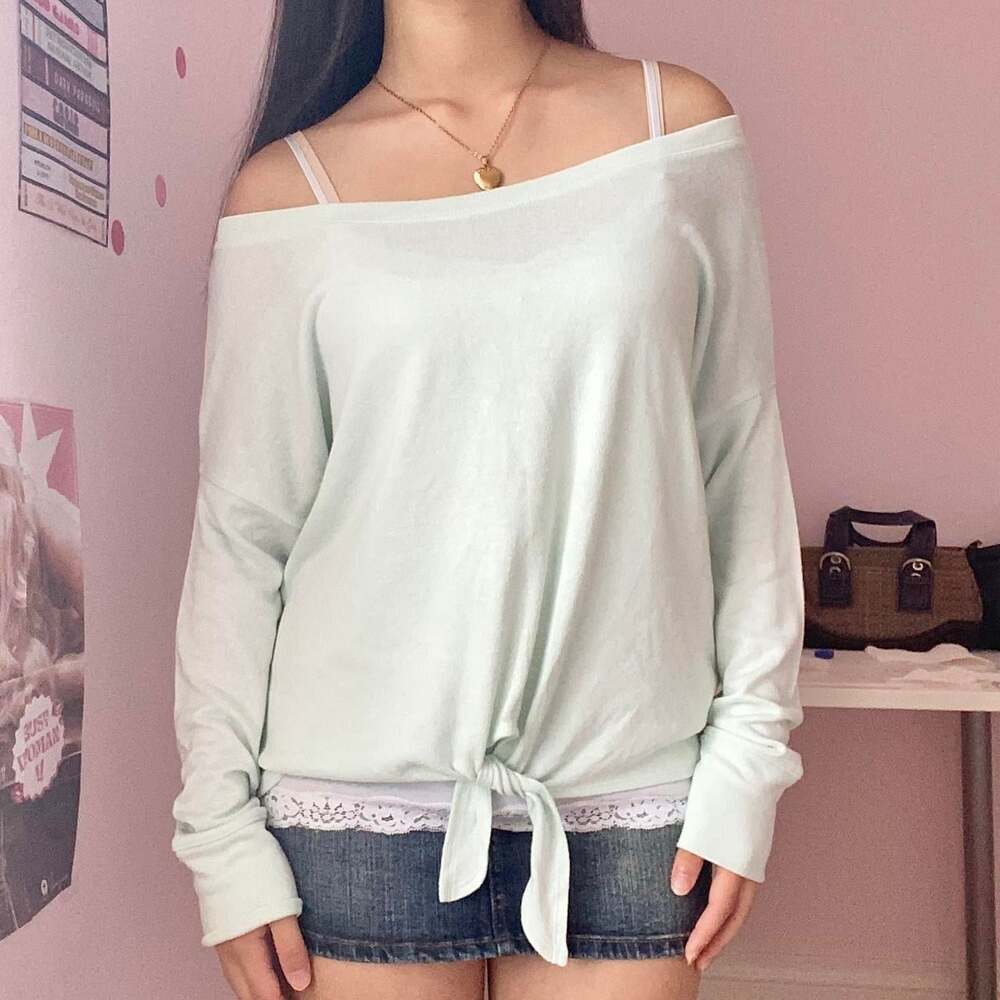 Abercrombie & Fitch Women's Green and Blue Shirt